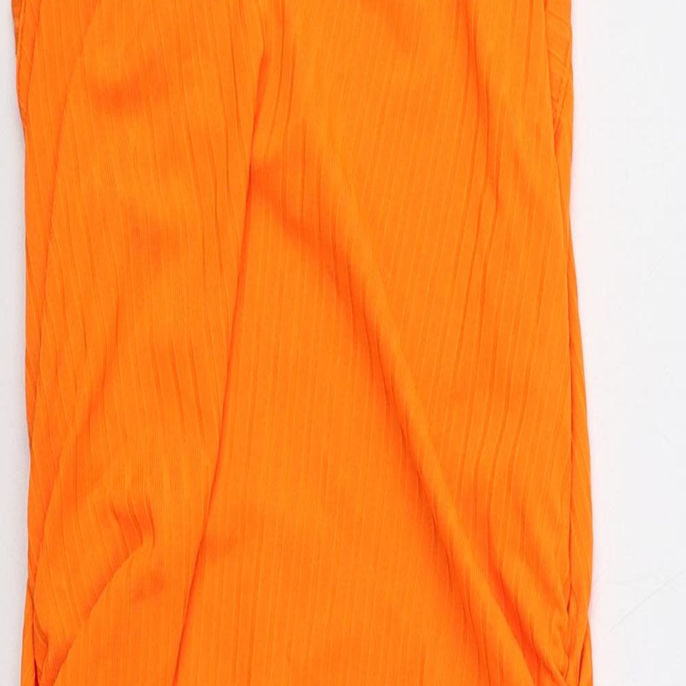 SheIn Womens Orange Polyester Tank Dress Size L Round Neck Pullover
