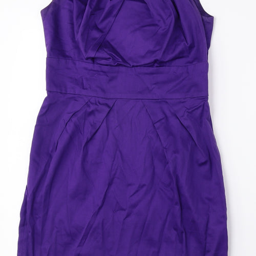 New Look Womens Purple Cotton A-Line Size 8 Boat Neck Zip