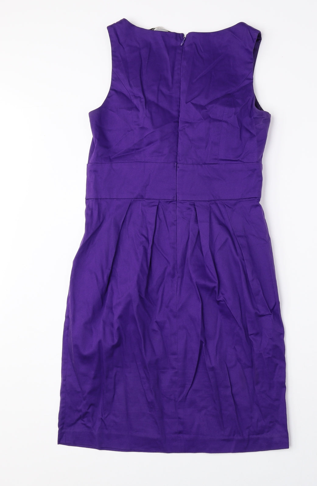New Look Womens Purple Cotton A-Line Size 8 Boat Neck Zip
