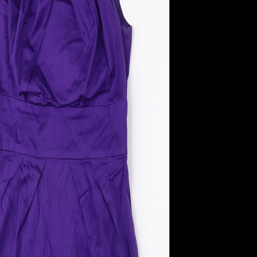 New Look Womens Purple Cotton A-Line Size 8 Boat Neck Zip
