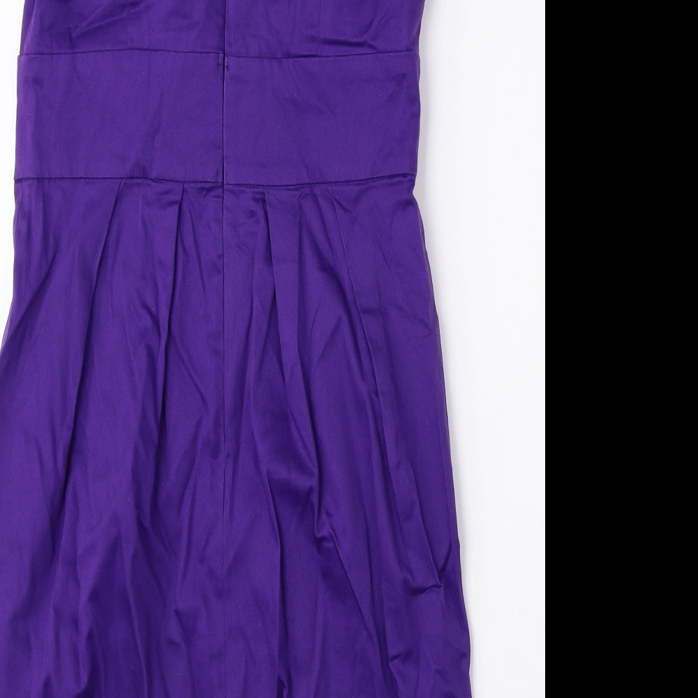 New Look Womens Purple Cotton A-Line Size 8 Boat Neck Zip