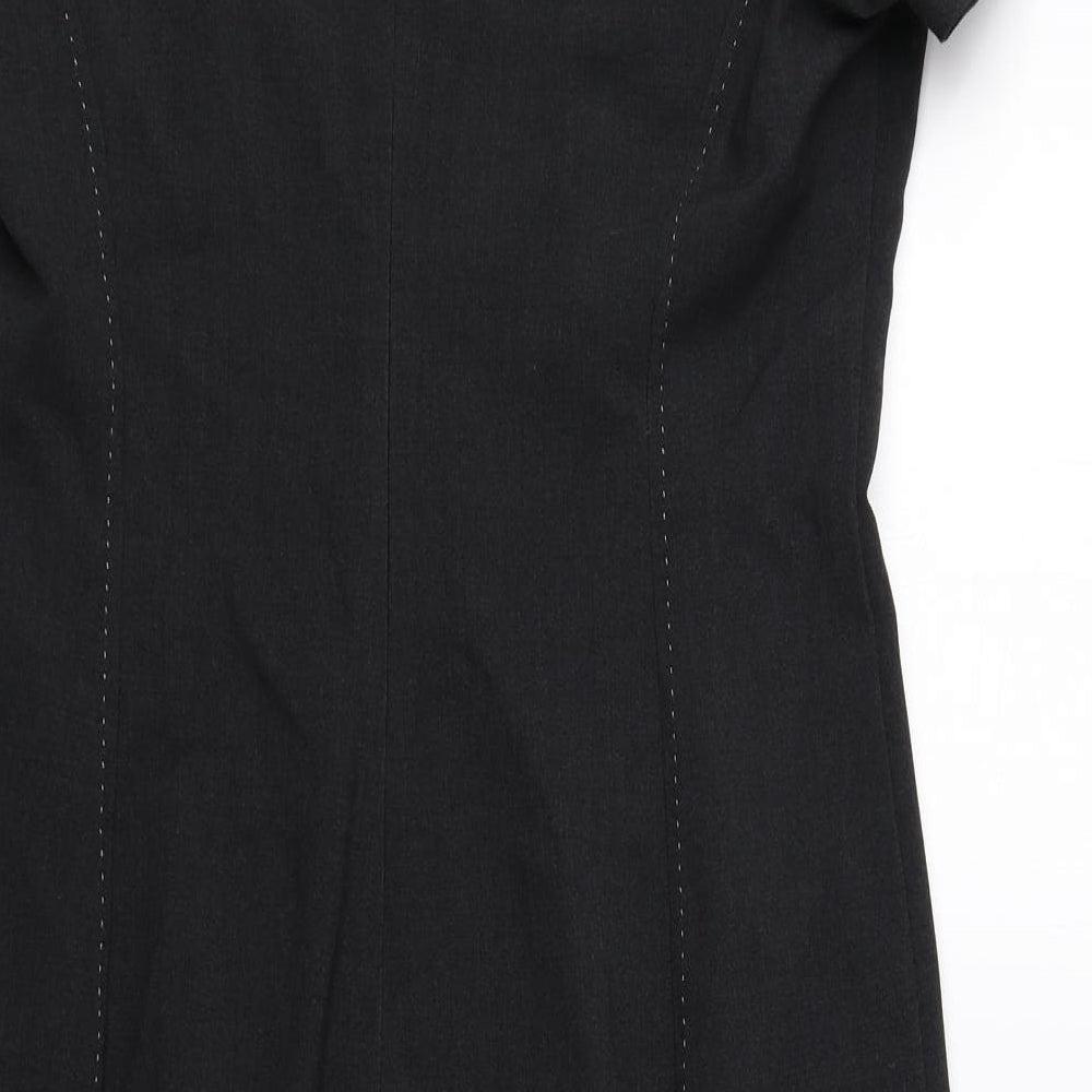 Marks and Spencer Womens Grey Polyester A-Line Size 14 Scoop Neck Zip - Slit