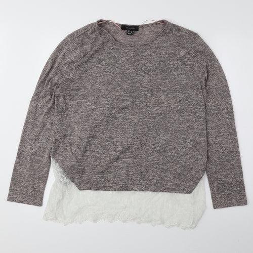Atmosphere Womens Grey Round Neck Polyester Pullover Jumper Size 14 - Lace Detail