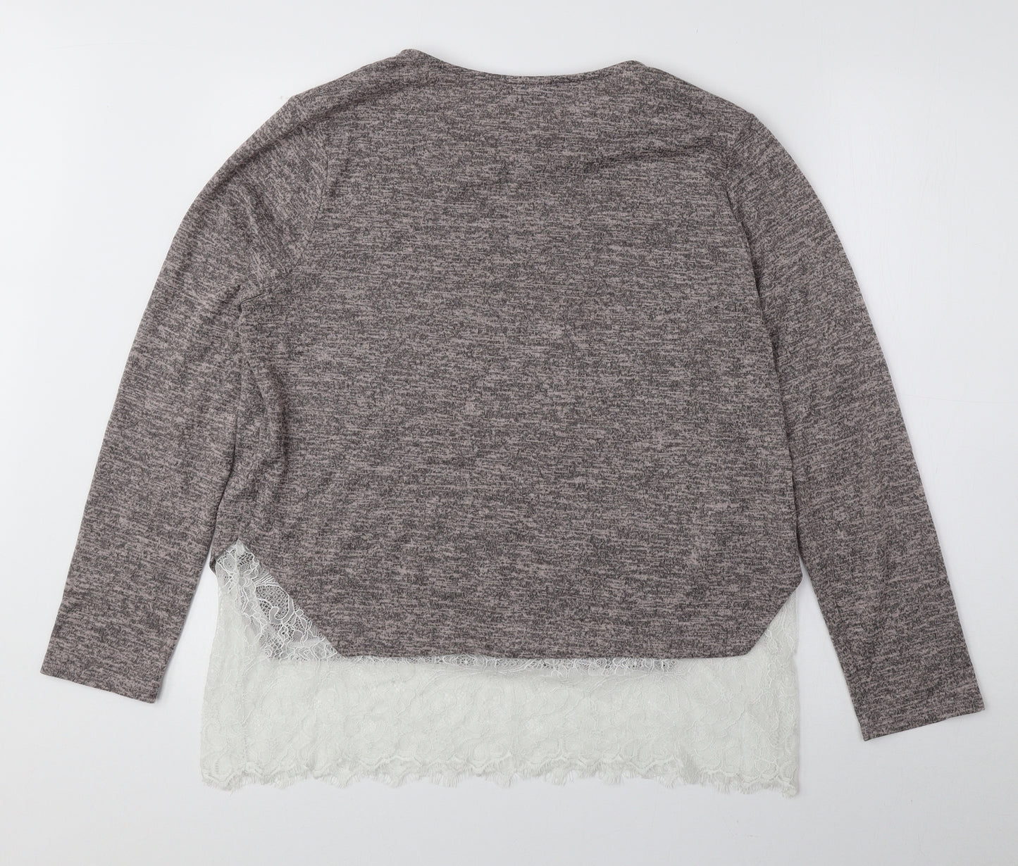 Atmosphere Womens Grey Round Neck Polyester Pullover Jumper Size 14 - Lace Detail