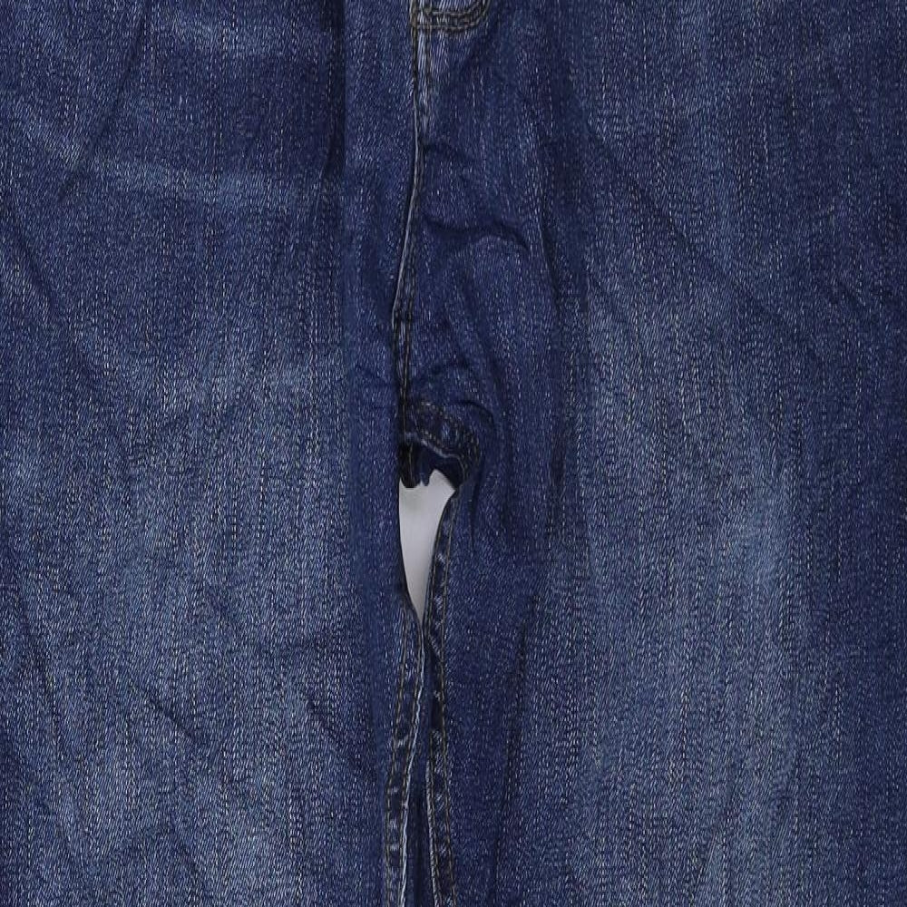 NEXT Mens Blue Cotton Tapered Jeans Size 34 L29 in Slim Zip