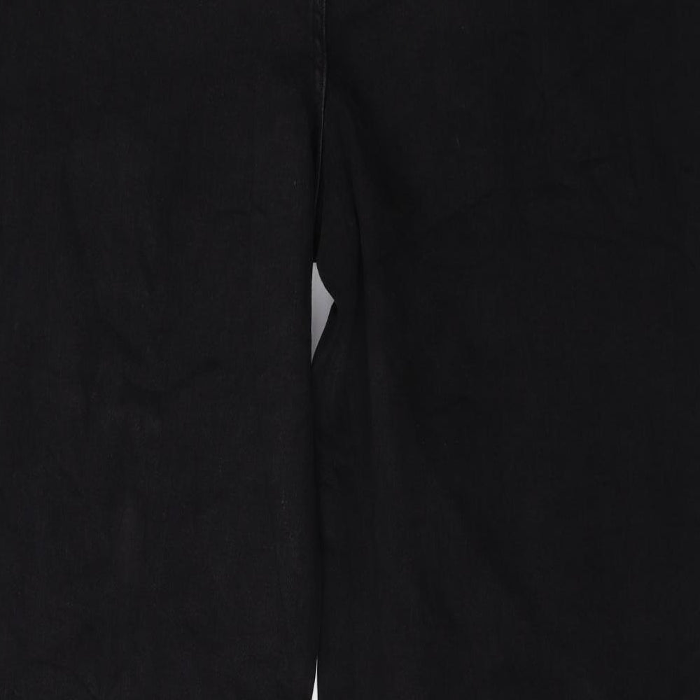 Per Una Womens Black Cotton Wide-Leg Jeans Size 18 L30.5 in Regular Zip