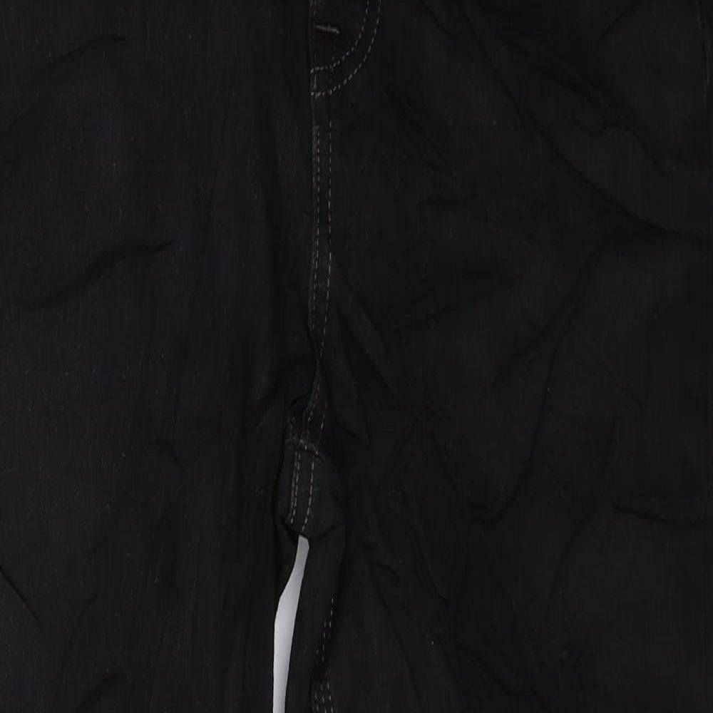 Marks and Spencer Womens Black Cotton Tapered Jeans Size 10 L25.5 in Regular Zip