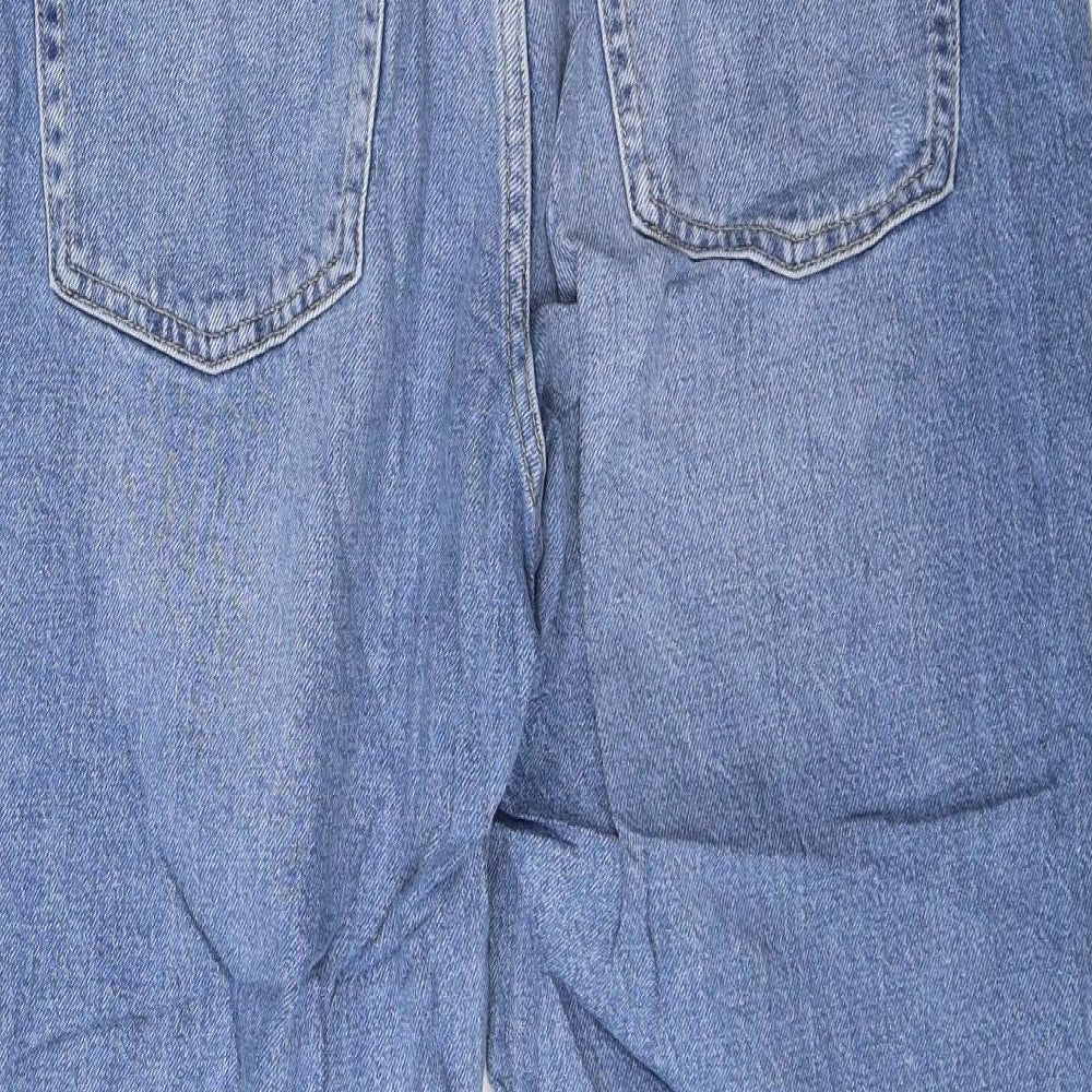 Marks and Spencer Womens Blue Cotton Mom Jeans Size 12 L24.5 in Regular Zip