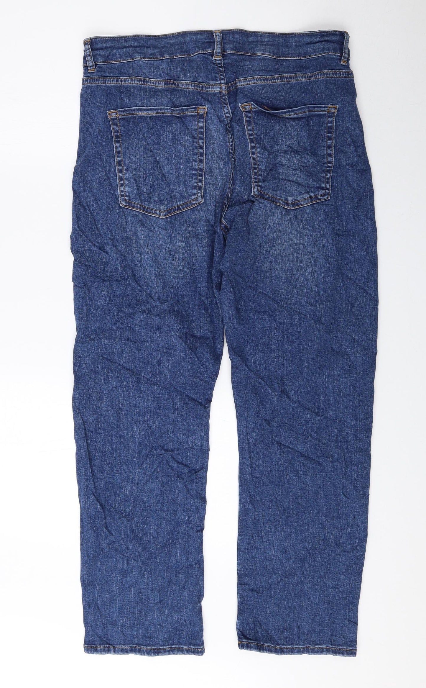 Per Una Womens Blue Lyocell Straight Jeans Size 12 L24.5 in Regular Zip