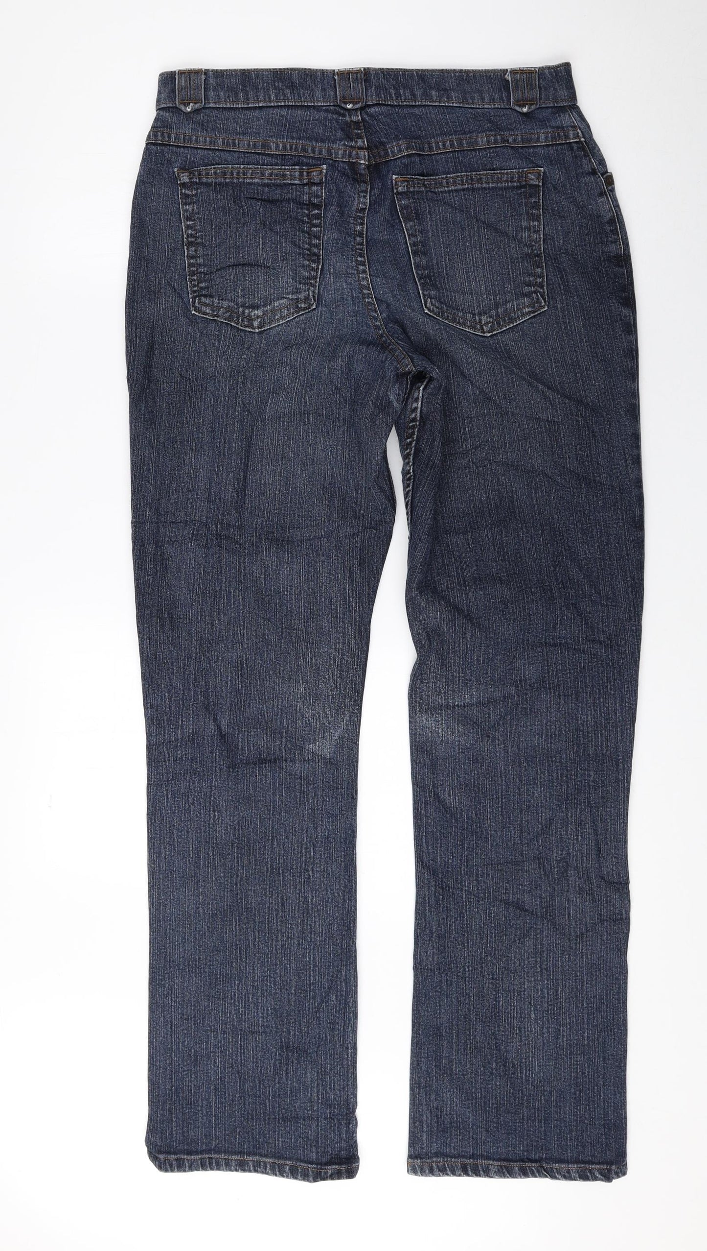 Marks and Spencer Womens Blue Cotton Straight Jeans Size 12 L30 in Regular Zip