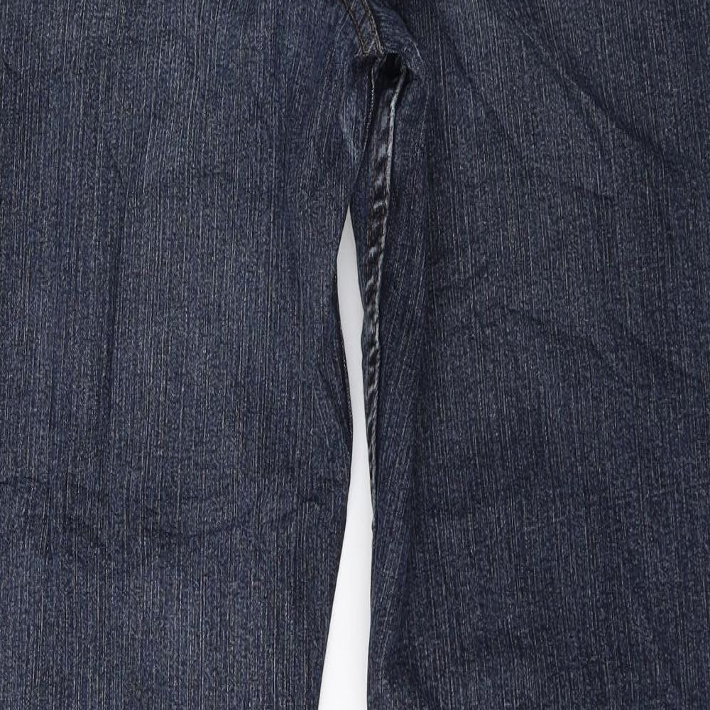 Marks and Spencer Womens Blue Cotton Straight Jeans Size 12 L30 in Regular Zip