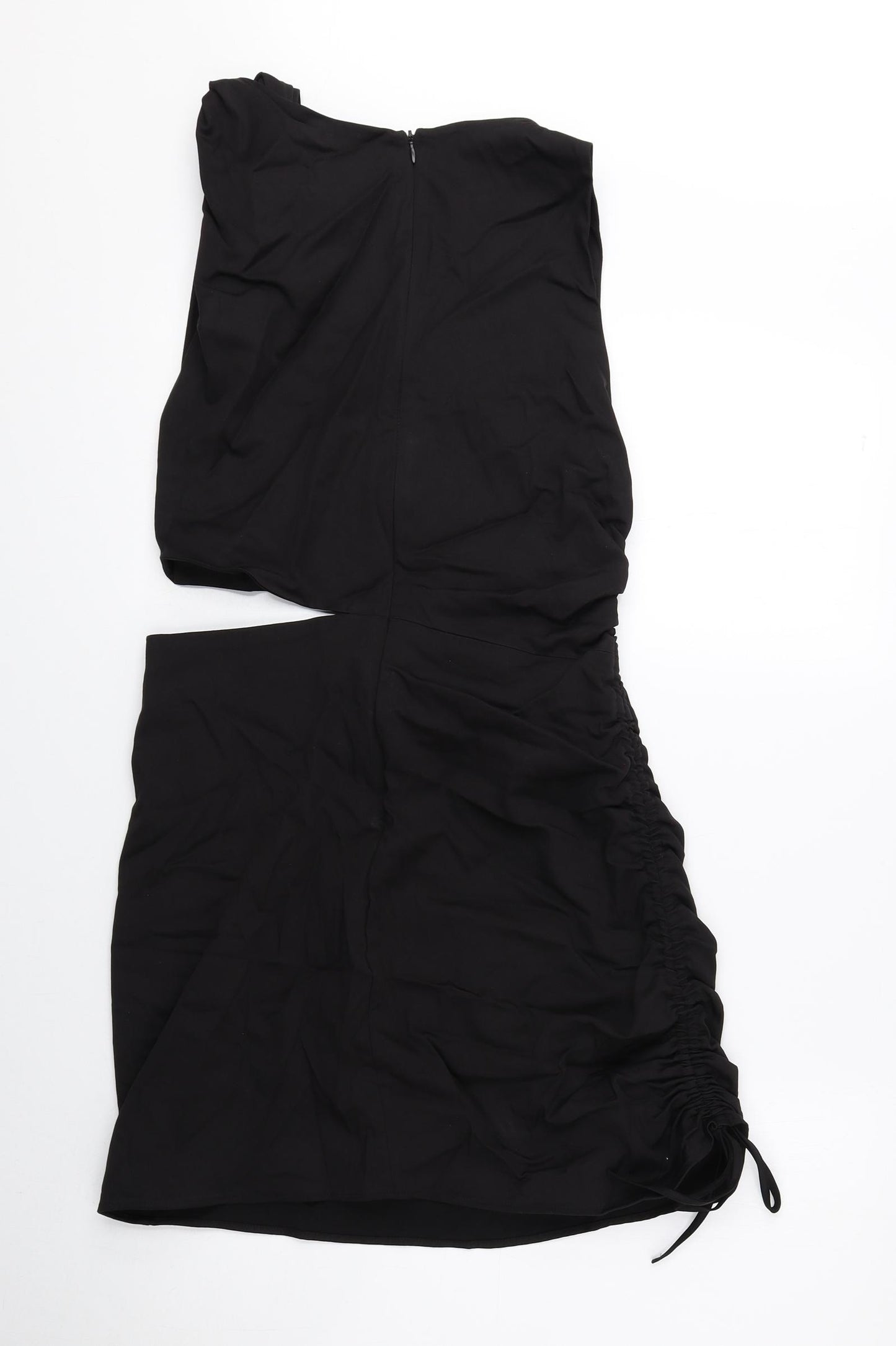 Zara Womens Black Cotton Mini Size L Round Neck Zip