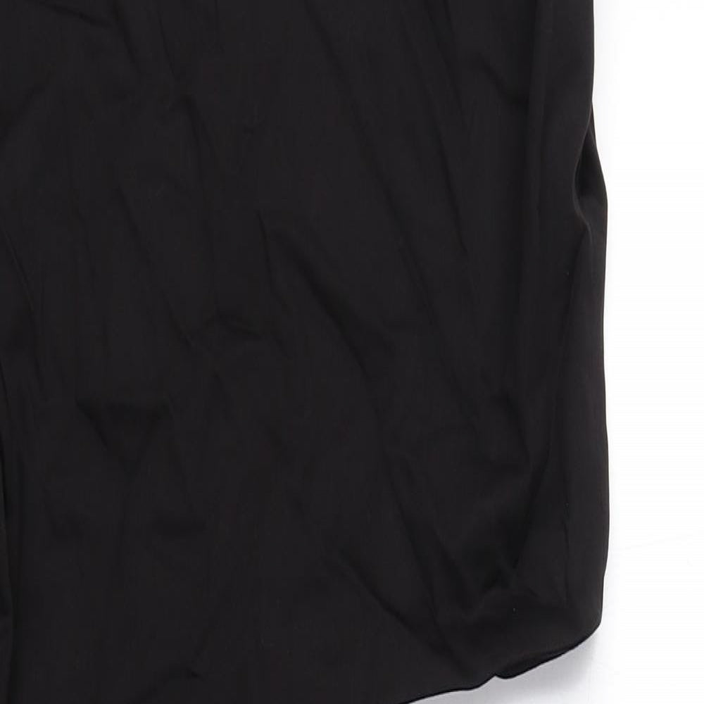 Zara Womens Black Cotton Mini Size L Round Neck Zip