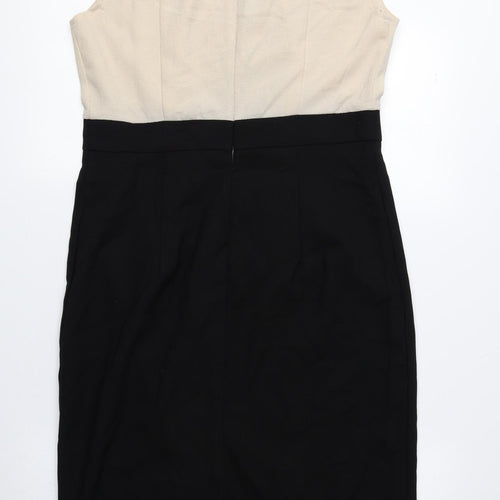 Collection London Womens Beige Polyester A-Line Size 12 Round Neck Zip