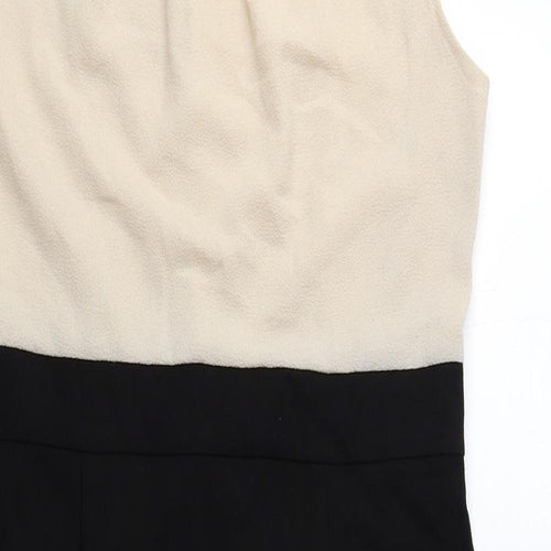 Collection London Womens Beige Polyester A-Line Size 12 Round Neck Zip