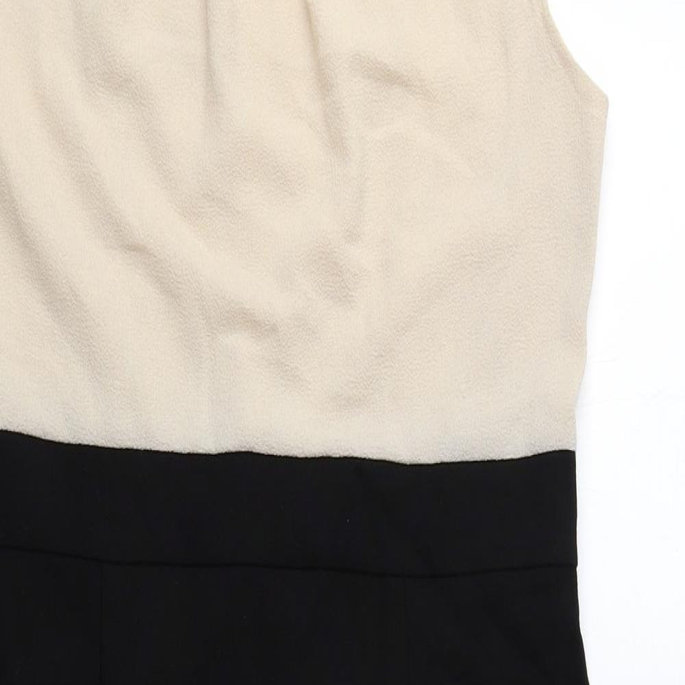 Collection London Womens Beige Polyester A-Line Size 12 Round Neck Zip