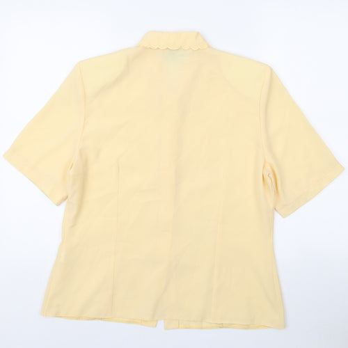 Canada Womens Yellow Polyester Basic Button-Up Size 14 Collared