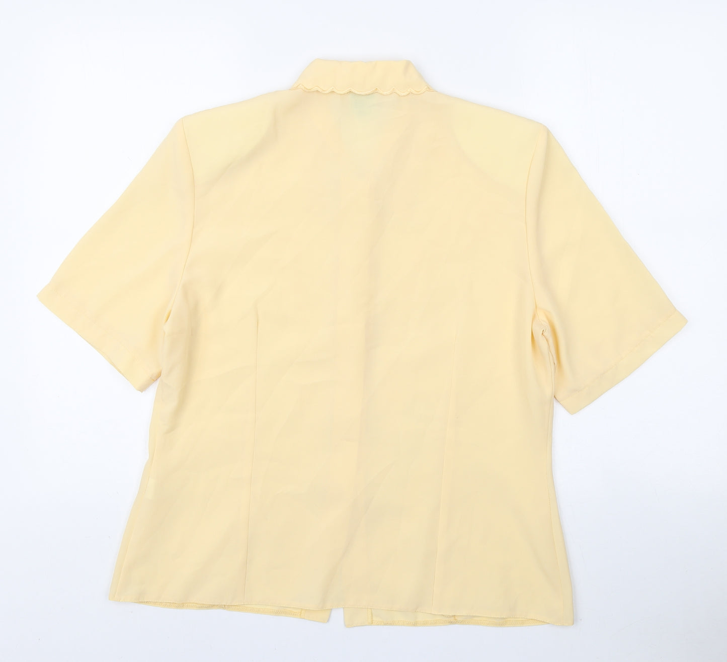 Canada Womens Yellow Polyester Basic Button-Up Size 14 Collared