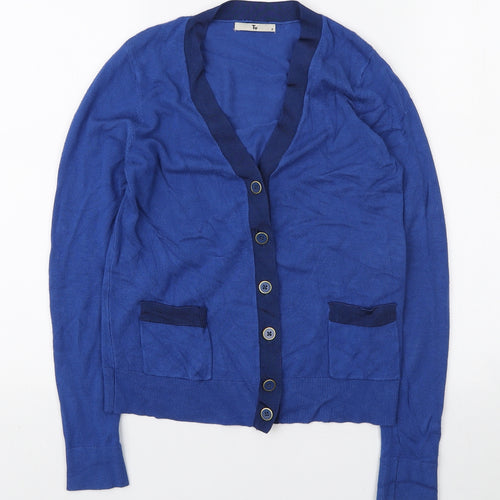 TU Womens Blue V-Neck Viscose Cardigan Jumper Size 8