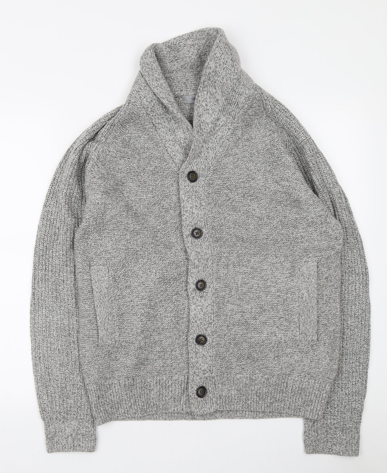 George Mens Grey Acrylic Cardigan Sweatshirt Size M
