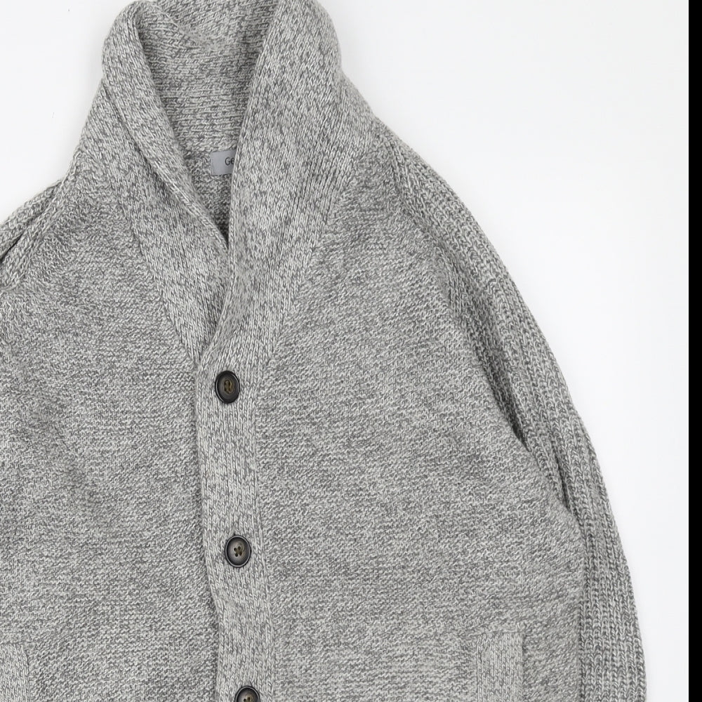 George Mens Grey Acrylic Cardigan Sweatshirt Size M