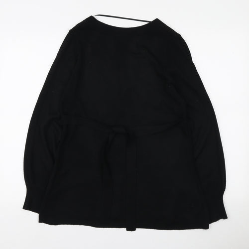 F&F Womens Black V-Neck Acrylic Tunic Jumper Size 12