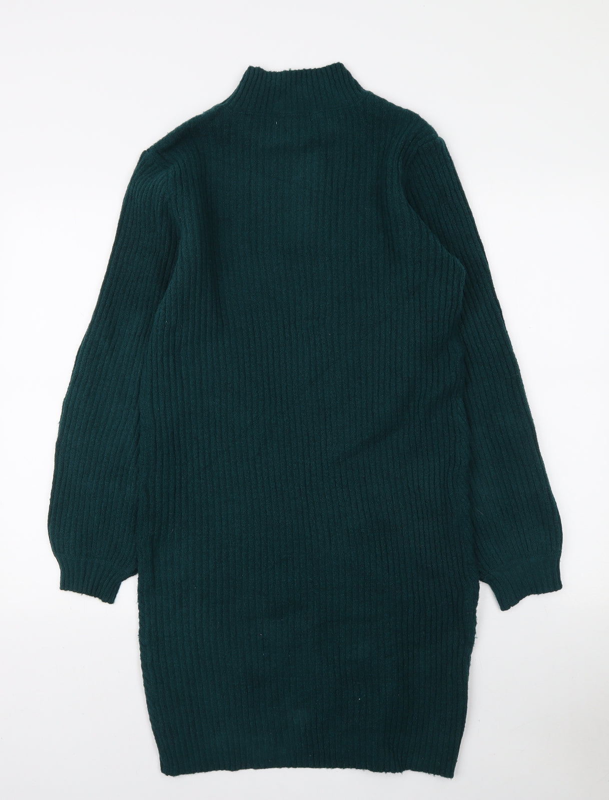 Papaya Womens Green Acrylic Jumper Dress Size M High Neck Pullover