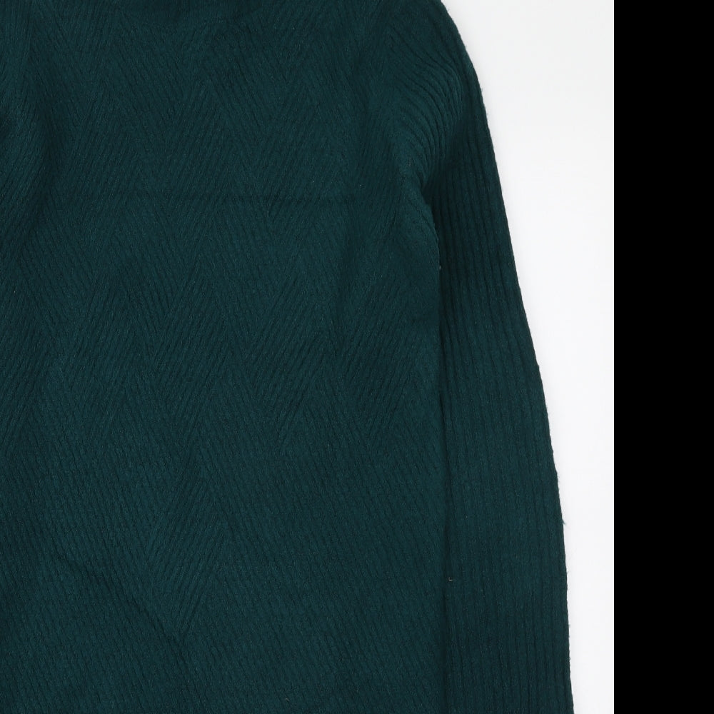 Papaya Womens Green Acrylic Jumper Dress Size M High Neck Pullover