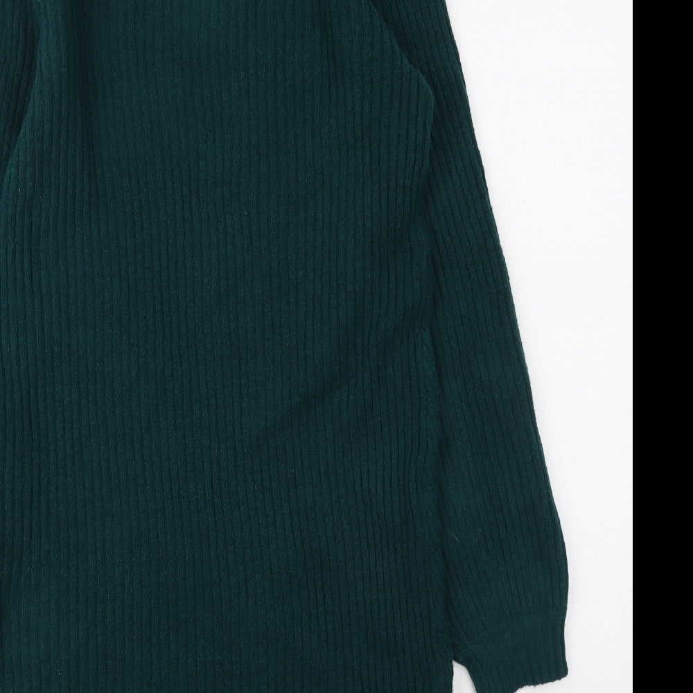 Papaya Womens Green Acrylic Jumper Dress Size M High Neck Pullover