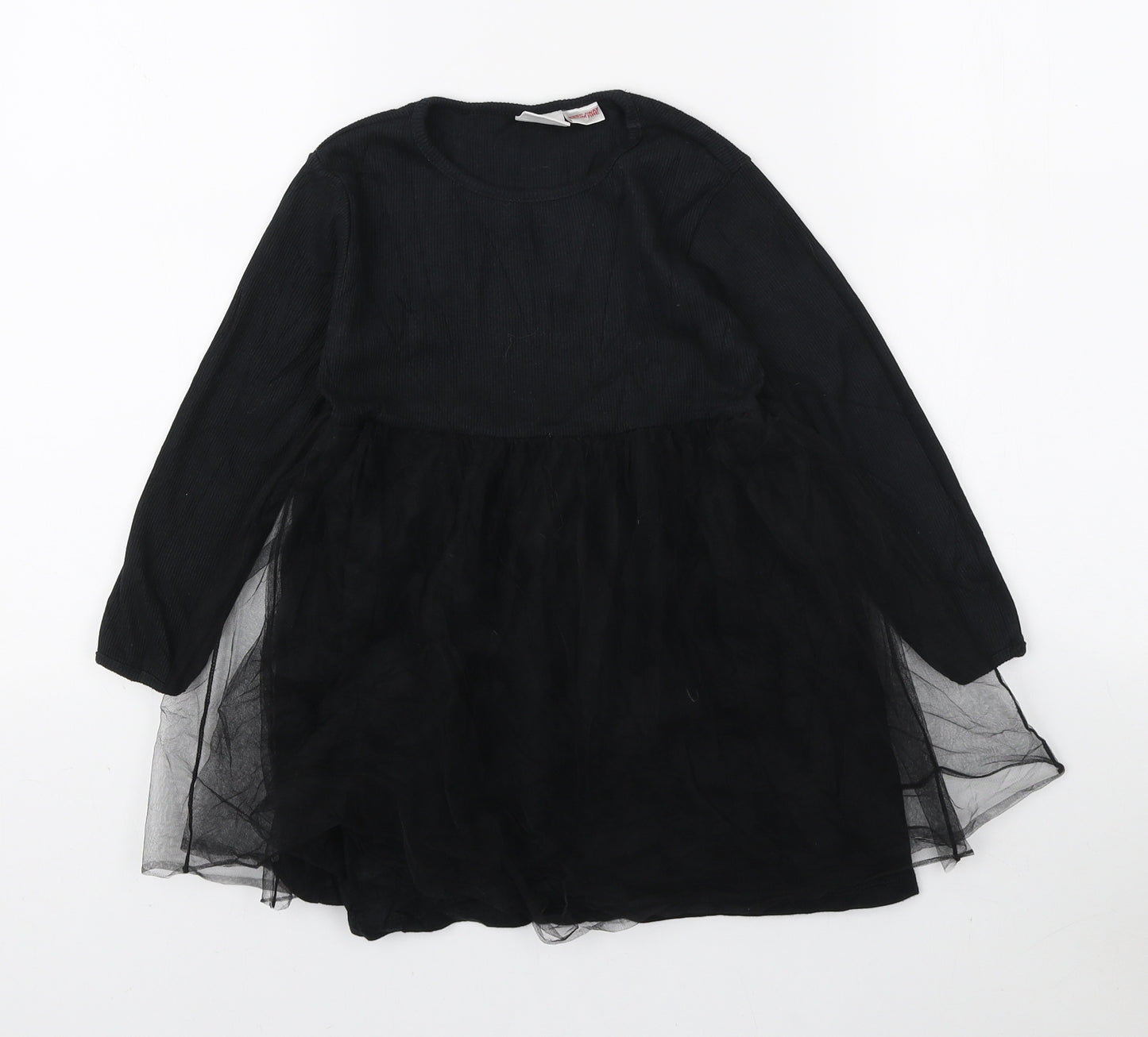 Zara Girls Black Polyester Tutu Dress Size 4-5 Years Round Neck Pullover