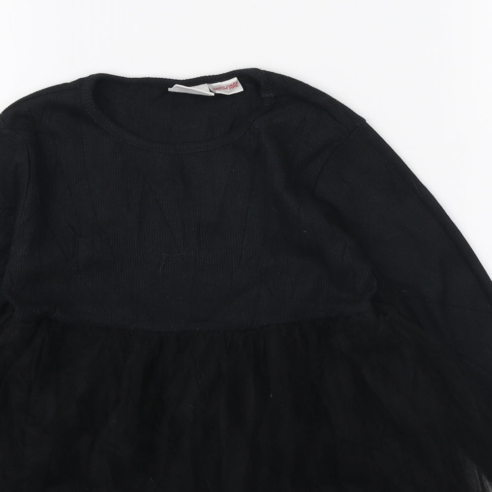 Zara Girls Black Polyester Tutu Dress Size 4-5 Years Round Neck Pullover