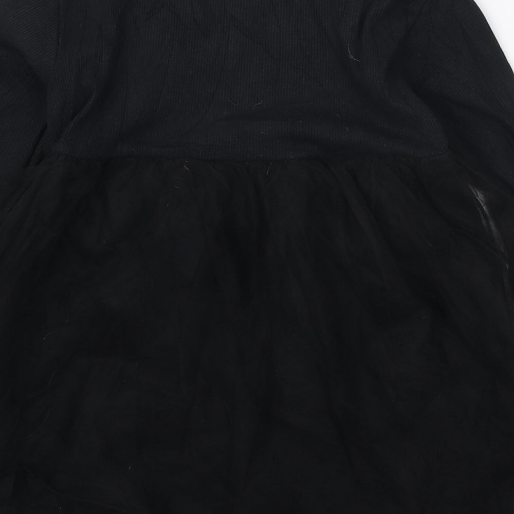 Zara Girls Black Polyester Tutu Dress Size 4-5 Years Round Neck Pullover