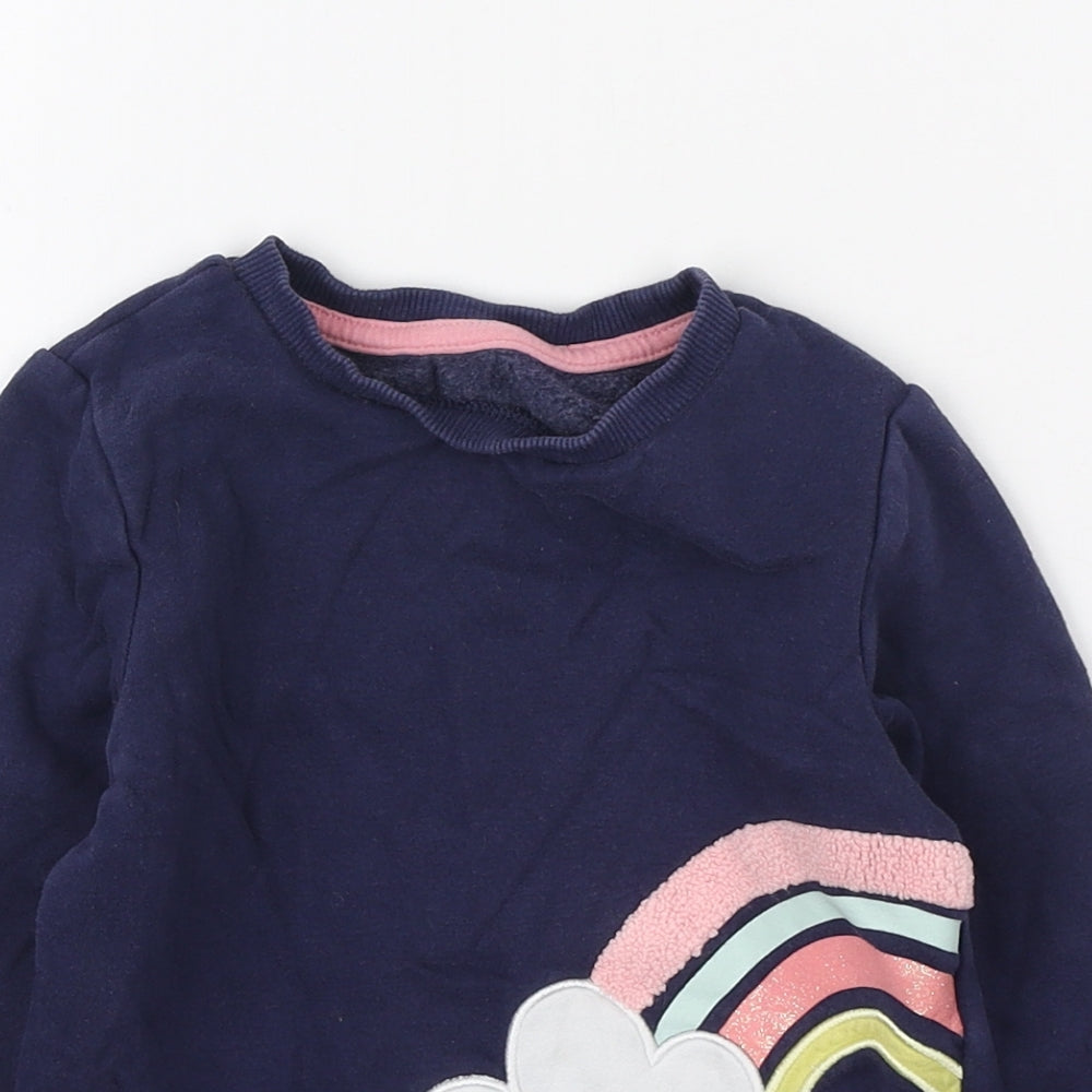 Nutmeg Girls Blue Cotton Pullover Sweatshirt Size 3-4 Years Pullover - Rainbow