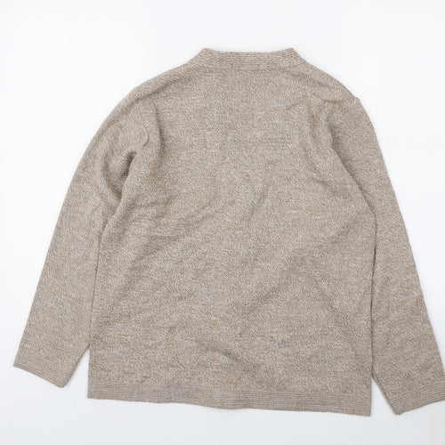 Cane Womens Beige V-Neck Acrylic Cardigan Jumper Size M