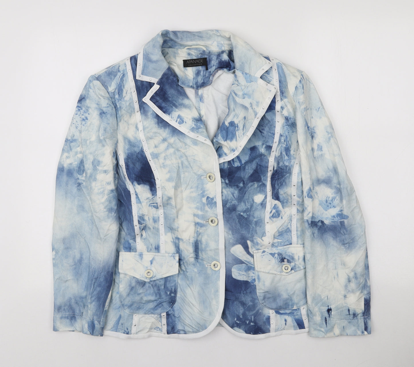 APANAGE Womens Blue Jacket Blazer Size 18 Button - Tie dye