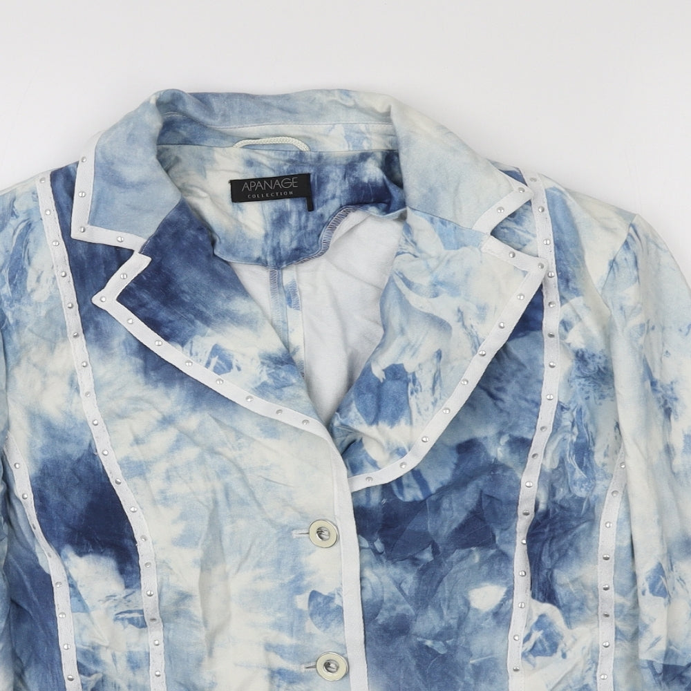 APANAGE Womens Blue Jacket Blazer Size 18 Button - Tie dye