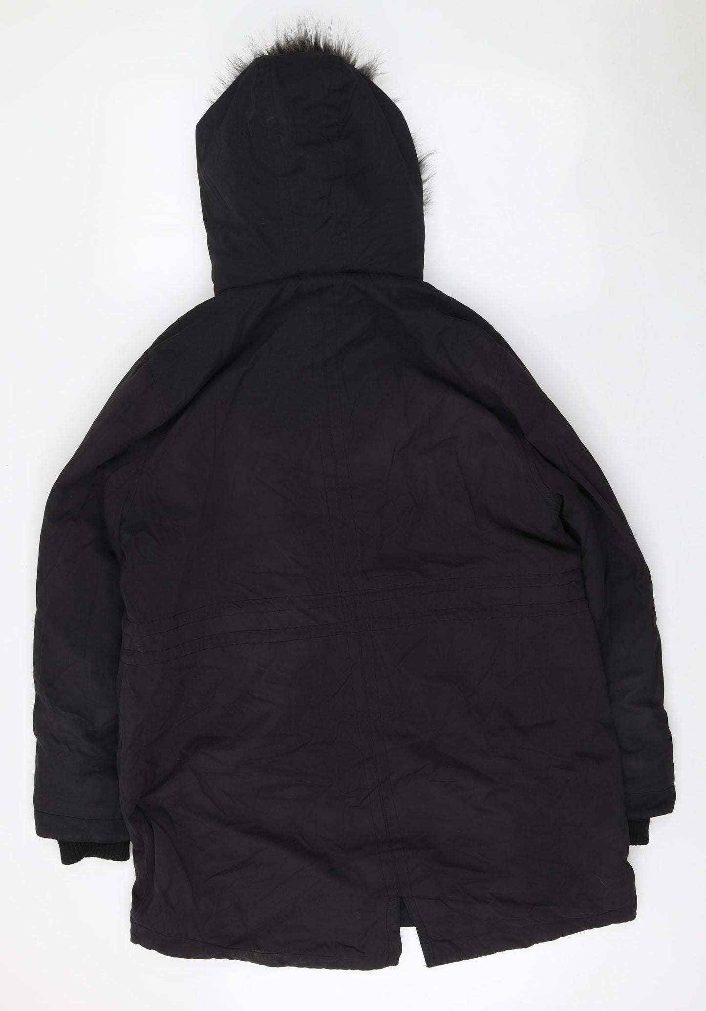 JD Williams Womens Black Parka Coat Size 16 Zip