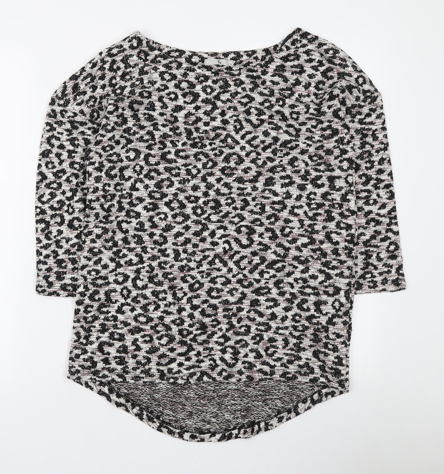 TU Womens Multicoloured Boat Neck Animal Print Polyester Pullover Jumper Size 8