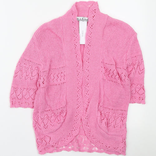 Pure & Natural Womens Pink V-Neck Cotton Cardigan Jumper Size M - Size M/L