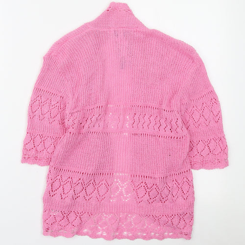 Pure & Natural Womens Pink V-Neck Cotton Cardigan Jumper Size M - Size M/L