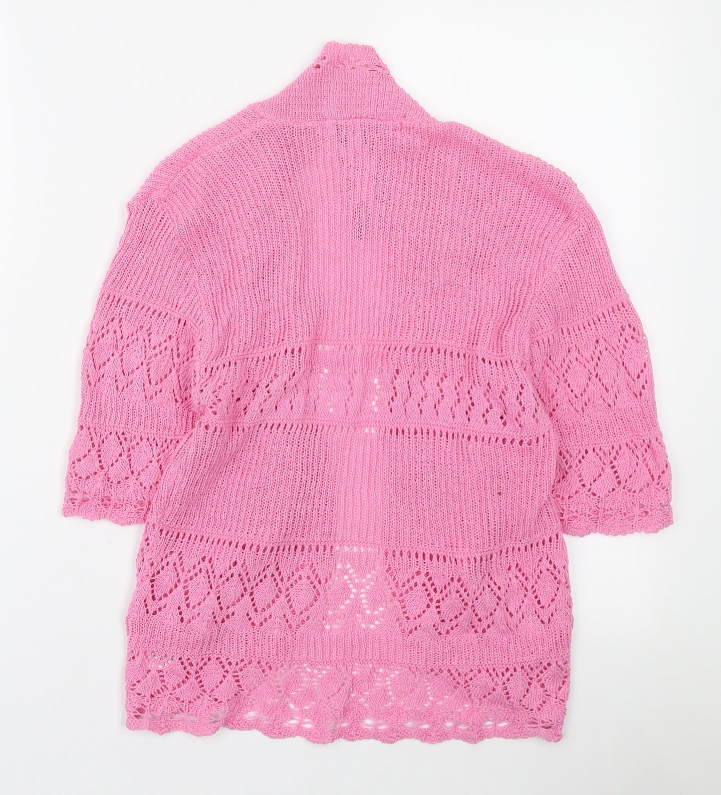 Pure & Natural Womens Pink V-Neck Cotton Cardigan Jumper Size M - Size M/L