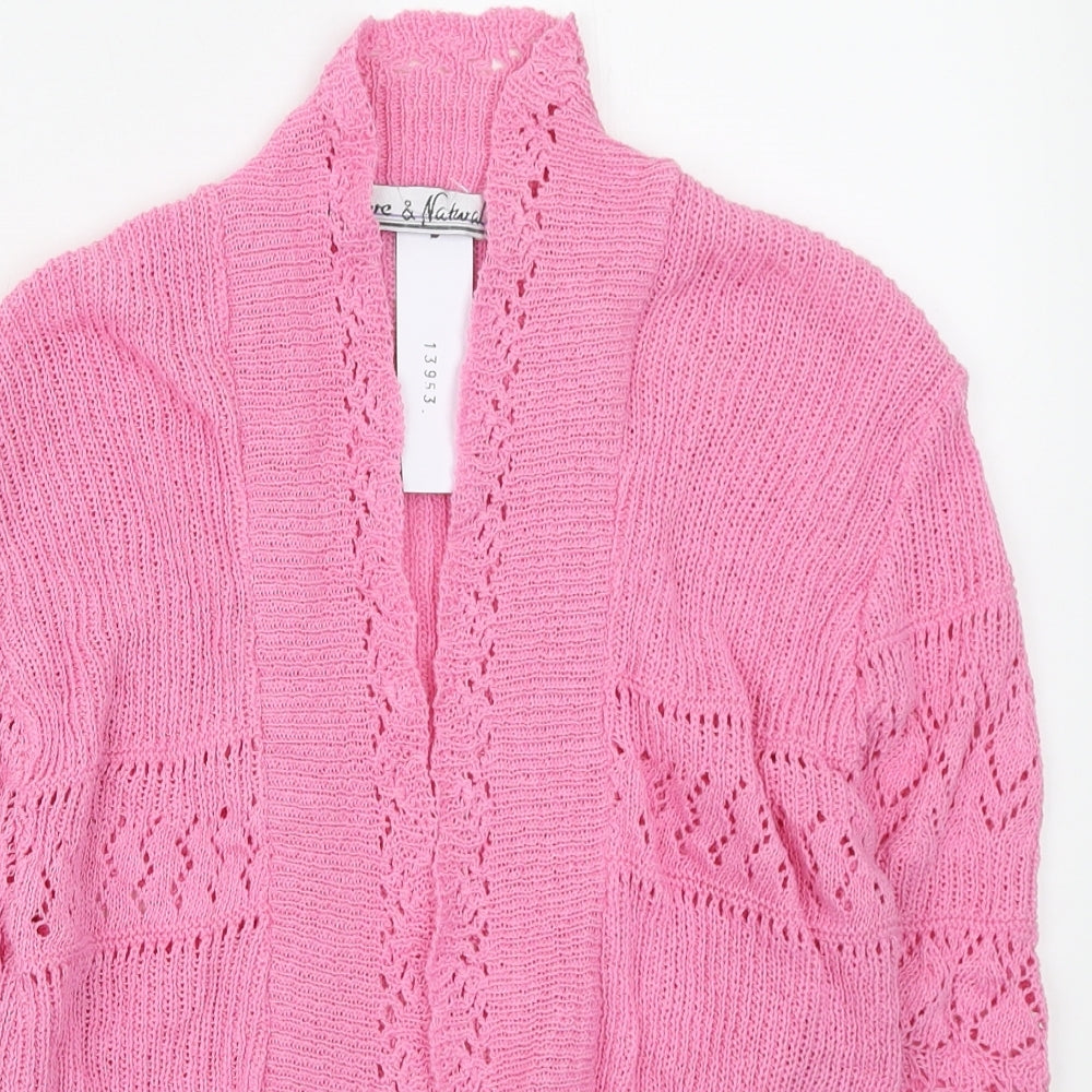 Pure & Natural Womens Pink V-Neck Cotton Cardigan Jumper Size M - Size M/L