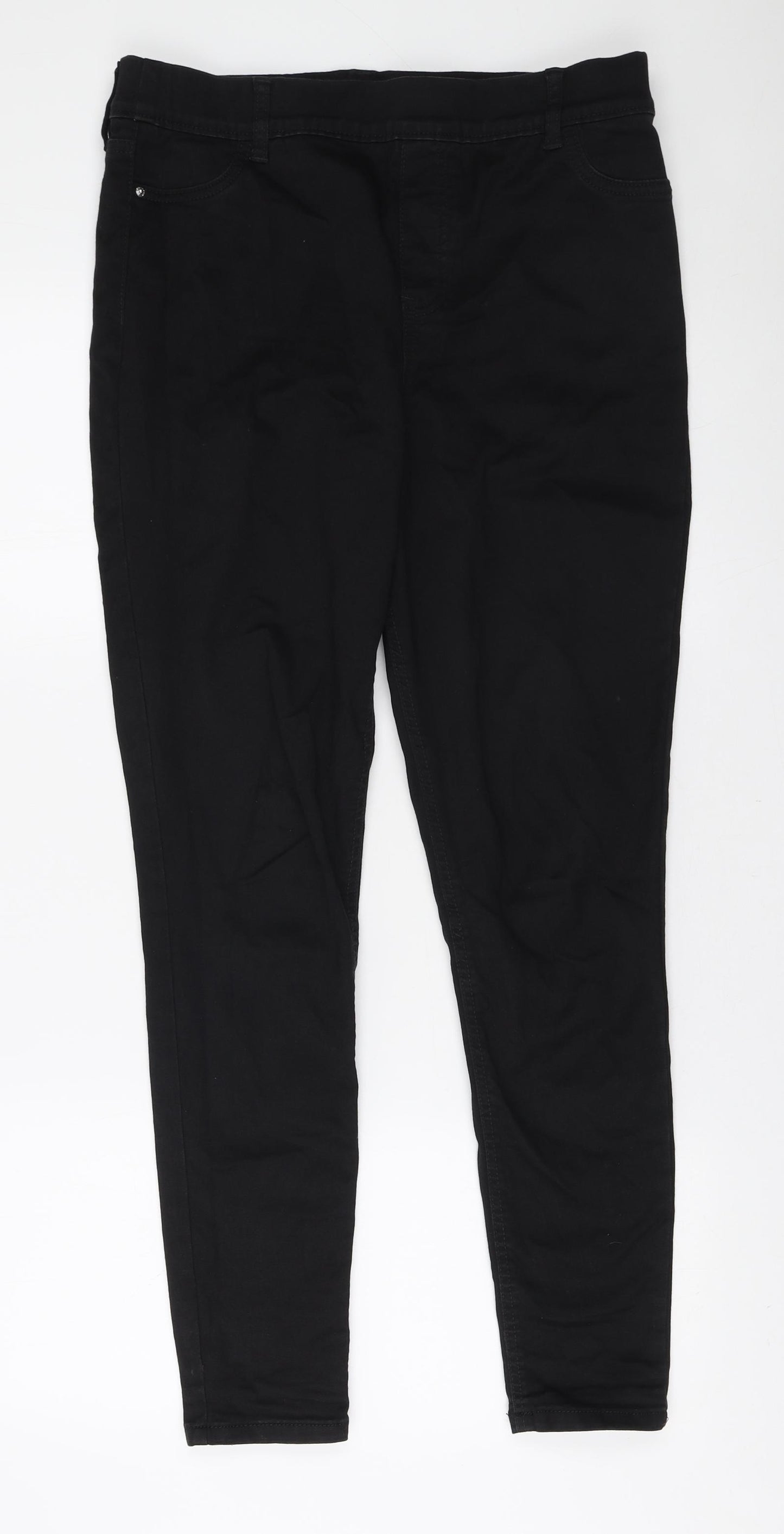 F&F Womens Black Cotton Jegging Jeans Size 14 L28 in Regular