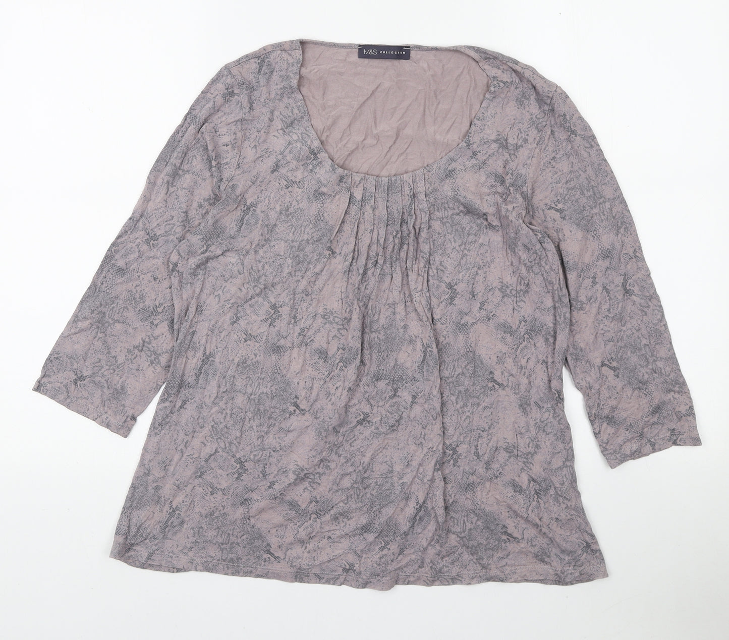 Marks and Spencer Womens Pink Animal Print Viscose Basic Blouse Size 14 Scoop Neck