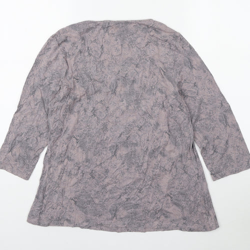 Marks and Spencer Womens Pink Animal Print Viscose Basic Blouse Size 14 Scoop Neck