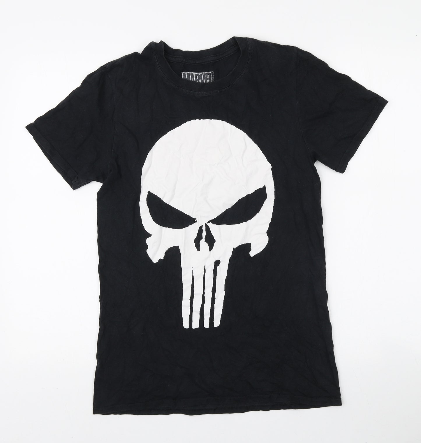 Marvel Mens Black Cotton T-Shirt Size S Round Neck - Skeleton