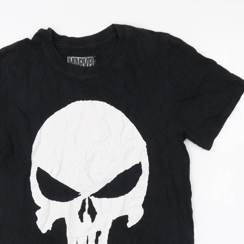 Marvel Mens Black Cotton T-Shirt Size S Round Neck - Skeleton