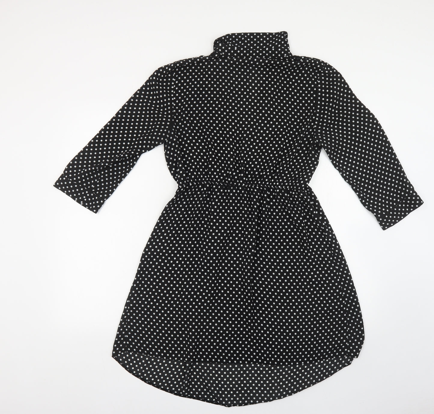 Dorothy Perkins Womens Black Polka Dot Polyester Shirt Dress Size 12 Collared Button
