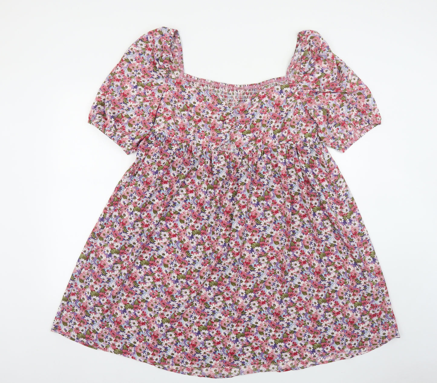 SheIn Womens Multicoloured Floral Polyester Fit & Flare Size XL Square Neck Pullover