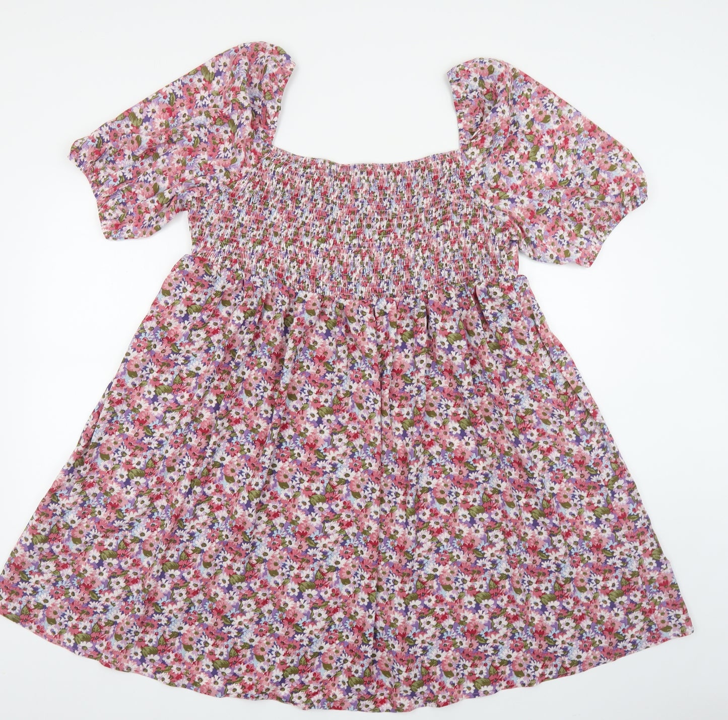 SheIn Womens Multicoloured Floral Polyester Fit & Flare Size XL Square Neck Pullover